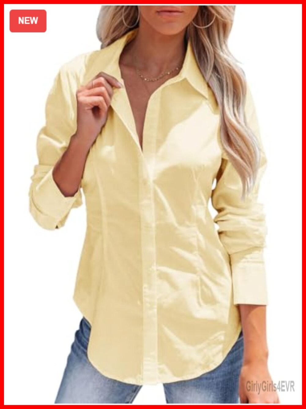 Women's Button Down Shirt Long Sleeve Wrinkle Free Work Blouse